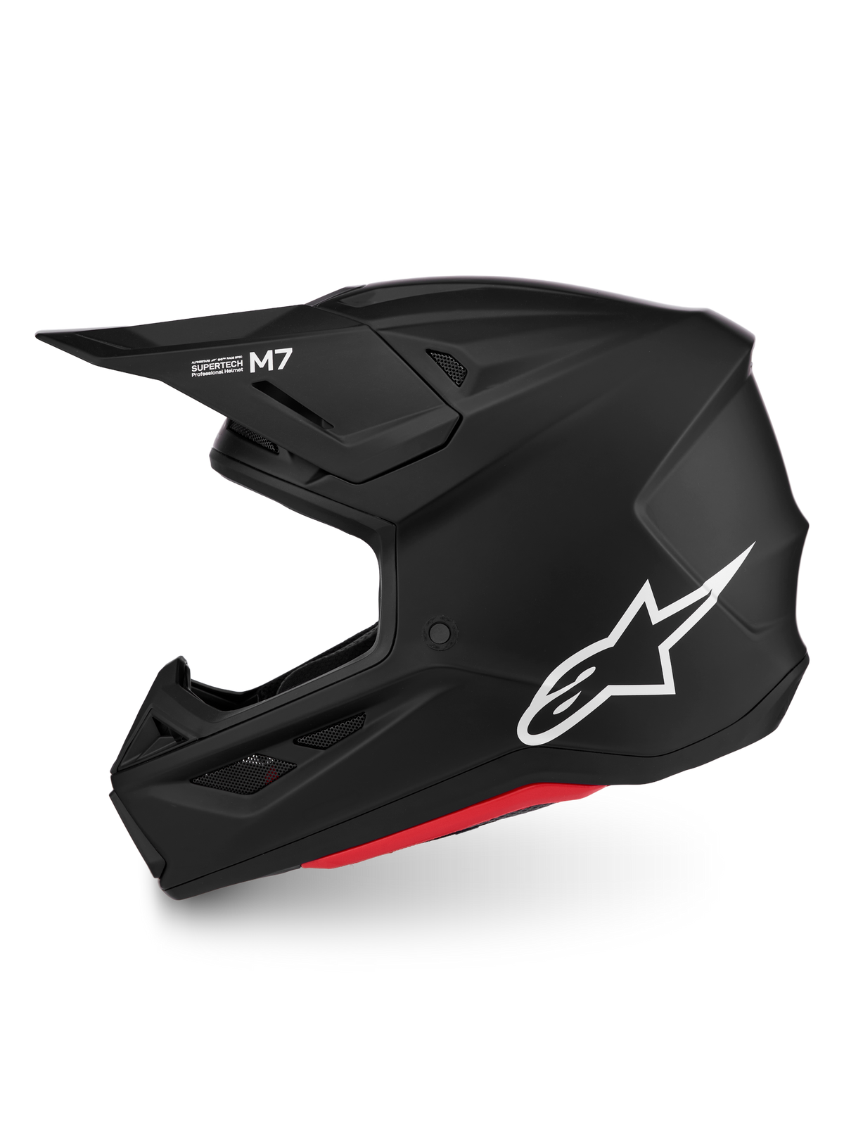 Alpinestars S-M7 Solid, casco de motocross off-road, negro mate con logo blanco, certificado ECE 22.06