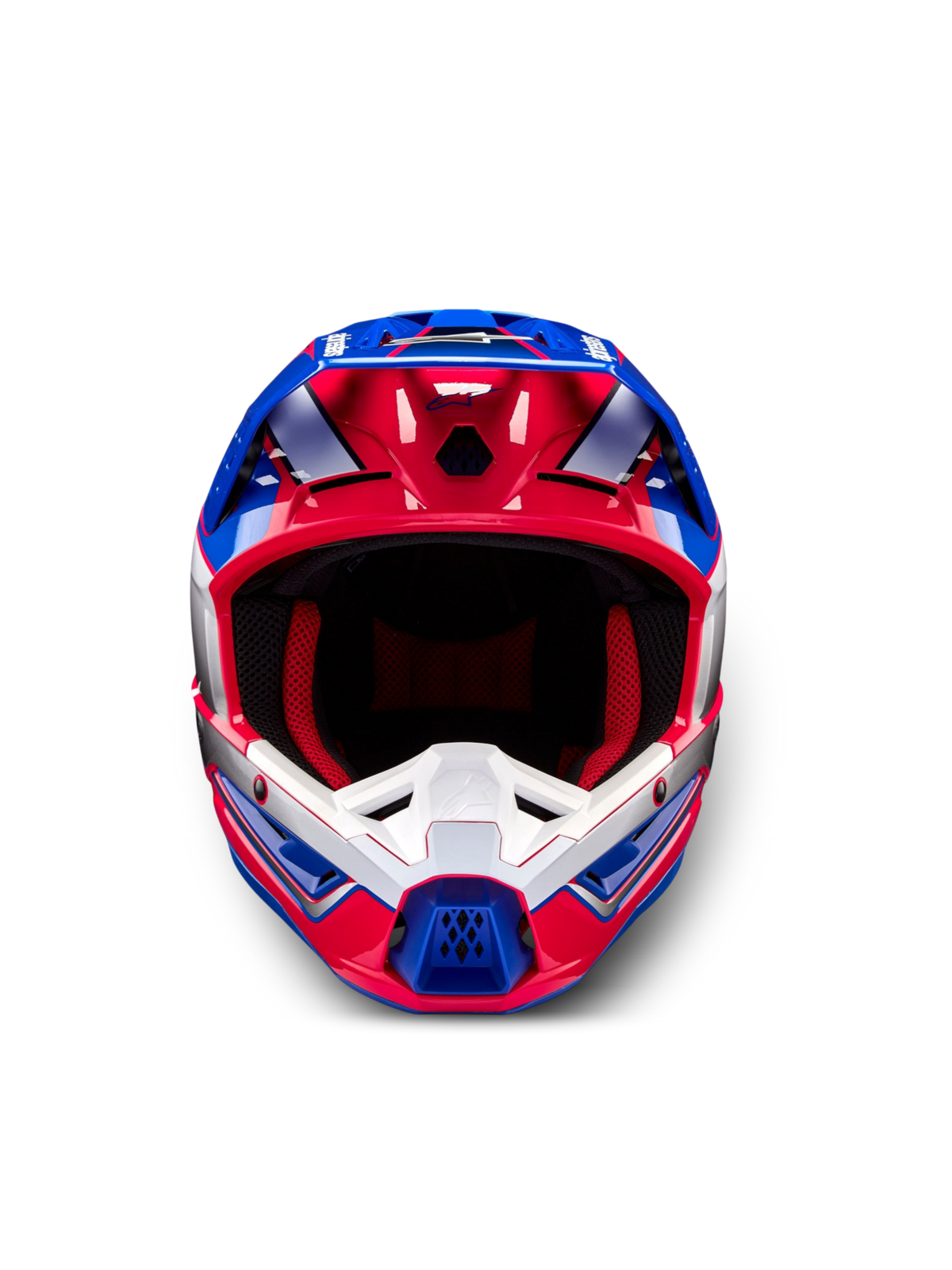 Alpinestars S-M5 Sail, casco de motocross off-road en azul esmalte, rosa diva y blanco, con certificación ECE 22.06