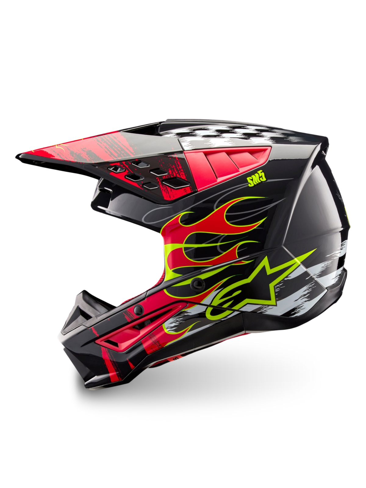 Alpinestars Casco S-M5 Rash, casco de motocross ECE 22.06, gris oscuro y rojo brillante, carcasa termoplástica ligera