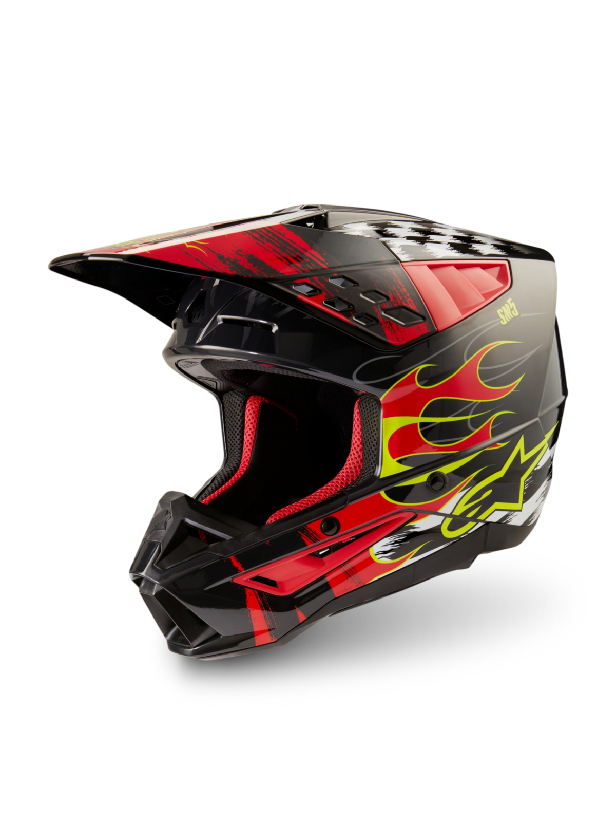 Alpinestars S-M5 Rash, casco de motocross unisex en gris oscuro y rojo, certificado ECE 22.06, diseño ligero off-road