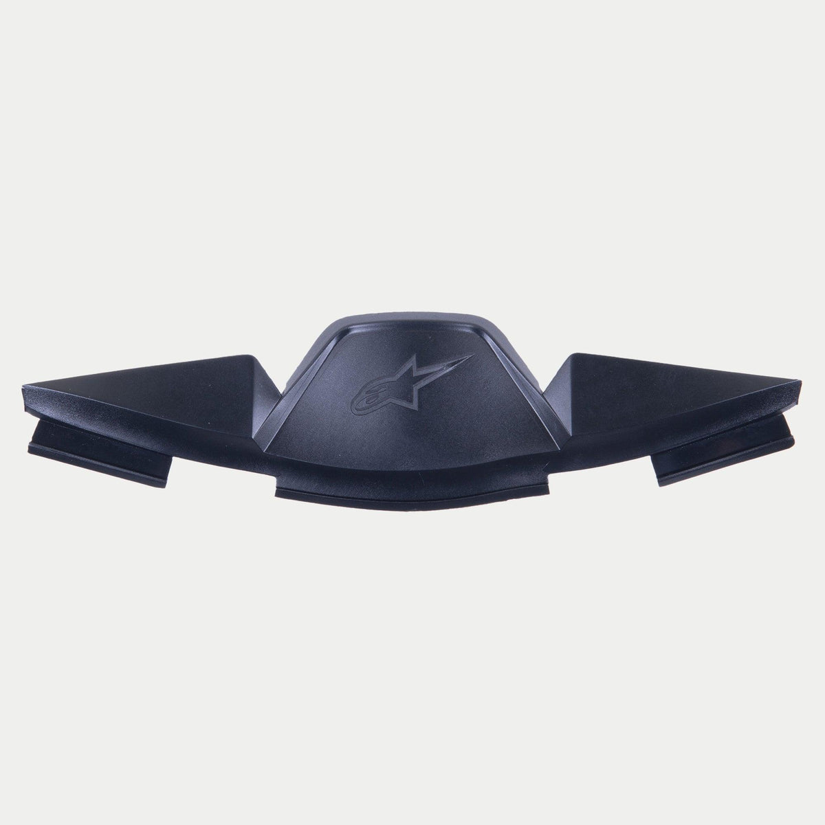 Deflector de aliento Alpinestars Supertech R10, accesorio para casco negro, con logotipo de estrella en relieve y diseño geométrico angular para la gestión del flujo de aire y la reducción del empañamiento de la visera