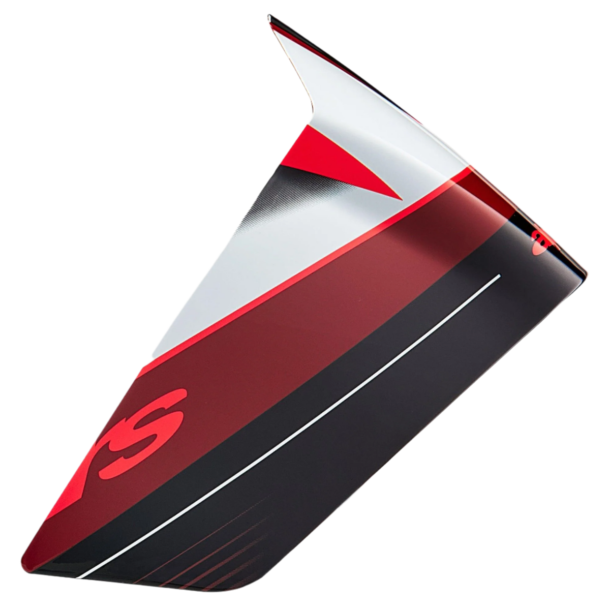 Alpinestars Supertech R10 Team Race Spoiler, accesorio para casco, carbono negro, rojo y blanco brillante, pieza de repuesto aerodinámica con gráficos angulares y perfil estilizado