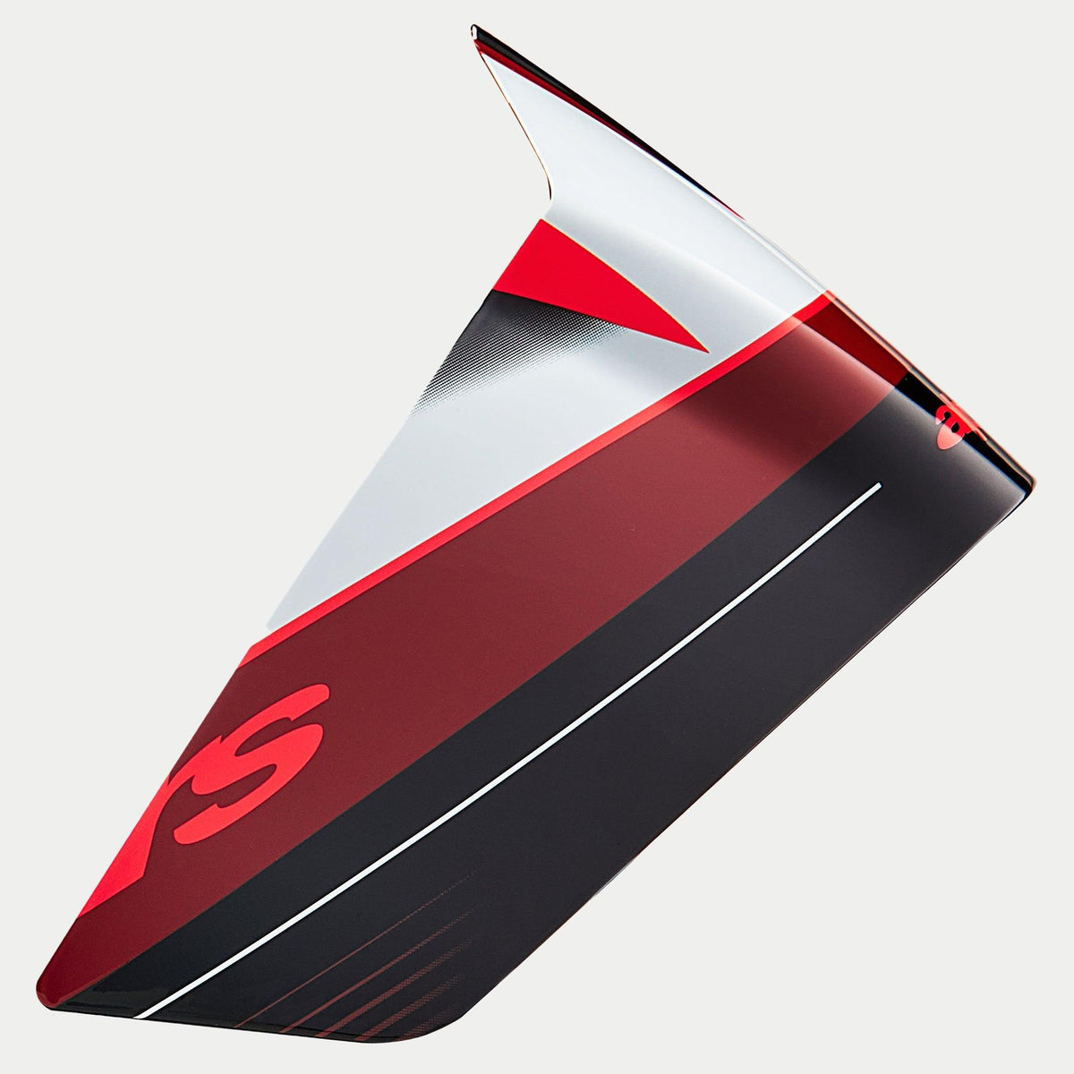 Alpinestars Supertech R10 Team Race Spoiler, accesorio para casco, negro carbono, rojo y blanco brillante, pieza de repuesto aerodinámica con ángulos marcados y patrones gráficos, acabado brillante para cascos de carreras