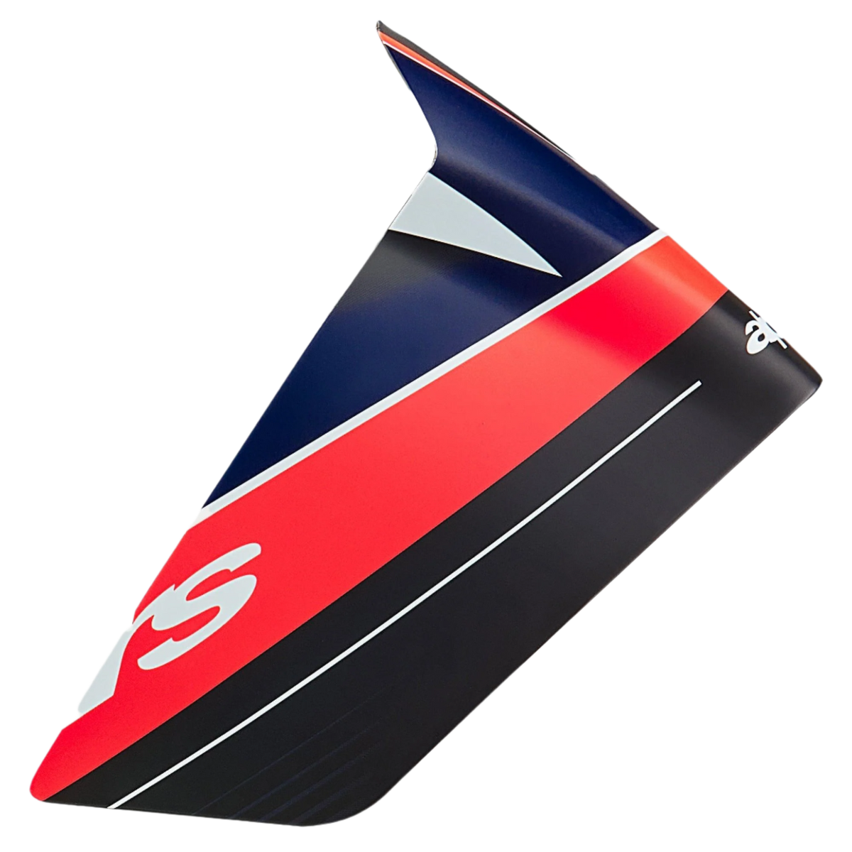 Alpinestars Supertech R10 Team Race Spoiler, accesorio para casco, carbono negro, rojo flúor y azul oscuro mate, perfil aerodinámico en forma de ala, acabado mate con paneles de colores intensos, pieza de repuesto para cascos de carreras de motociclismo