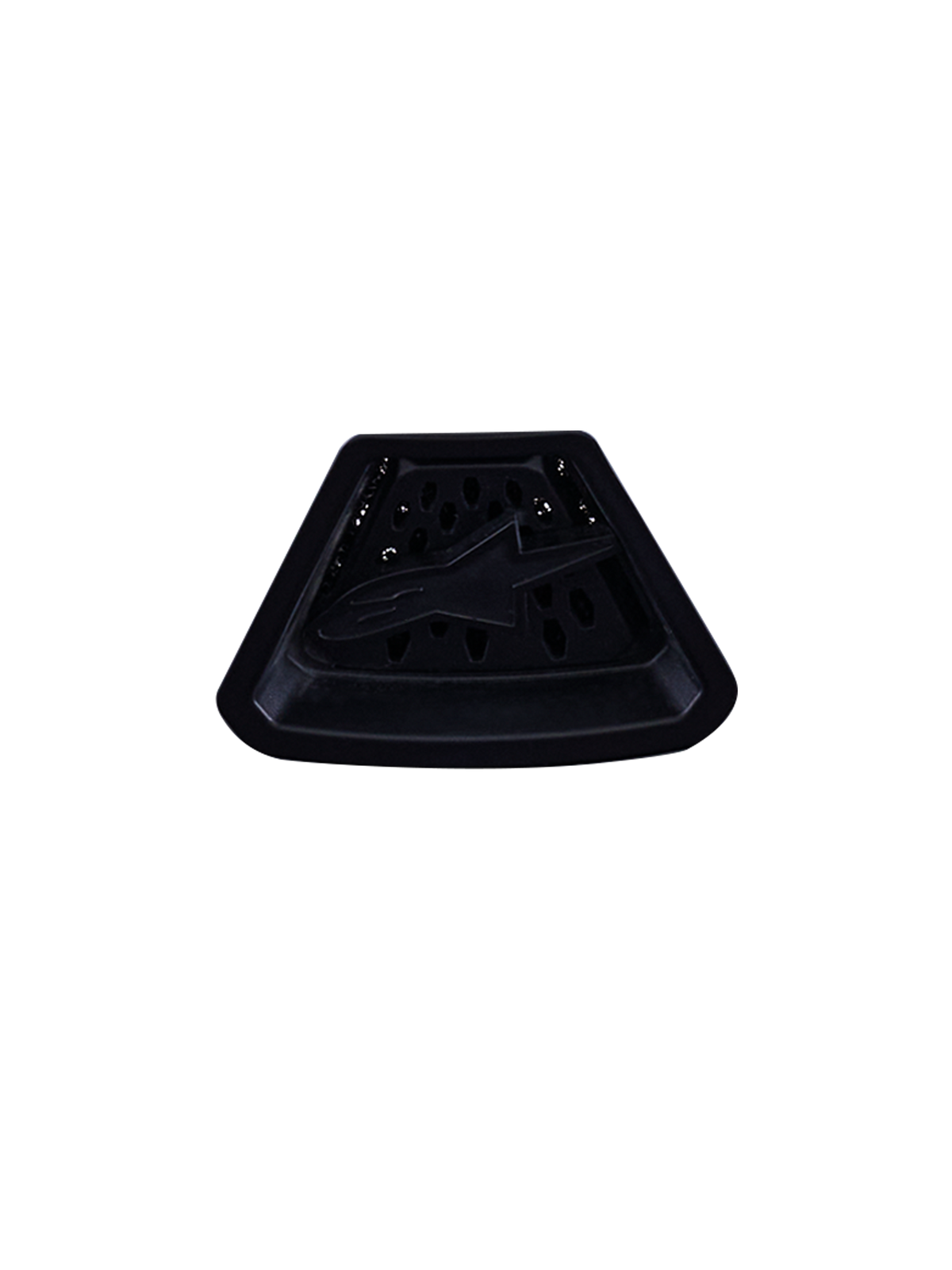 Alpinestars S-M7 Ventilación de Mentonera, accesorio para casco, negro, componente plástico triangular con orificios de ventilación perforados y logo de estrella central en relieve, pieza de repuesto original para sistemas de flujo de aire de cascos de motocross