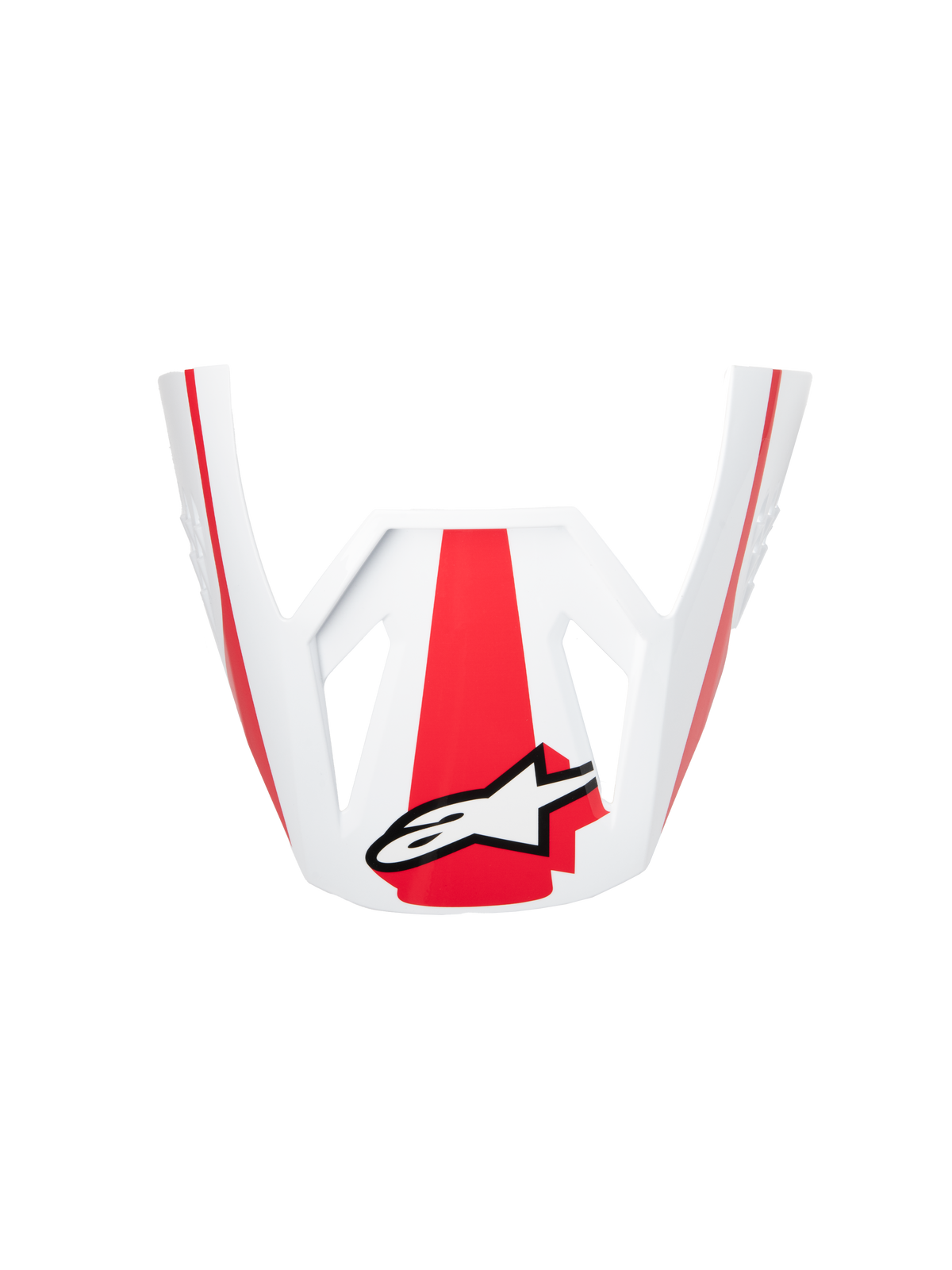 Visera Alpinestars S-M3 Heat ECE06, accesorio para casco, rojo, blanco y negro brillante, repuesto oficial para cascos off-road, con gráficos rojos llamativos y logotipo de Alpinestars blanco, acabado brillante para equipamiento de motocross