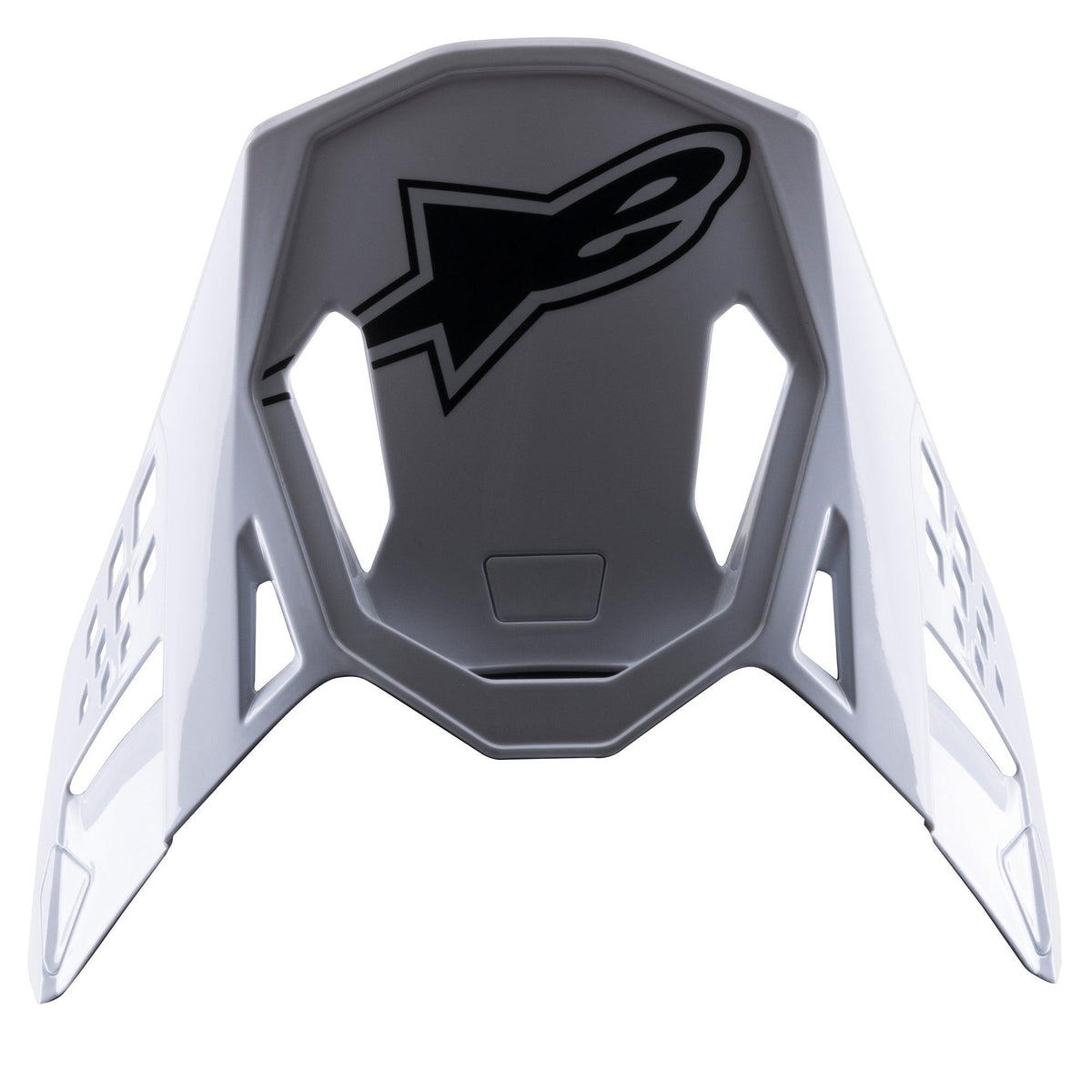 Alpinestars S-M8 Factory Visor, accesorio para casco de motocross, blanca con logotipo de Alpinestars en negro, visera de repuesto con recortes aerodinámicos y diseño a presión para cascos Supertech M8