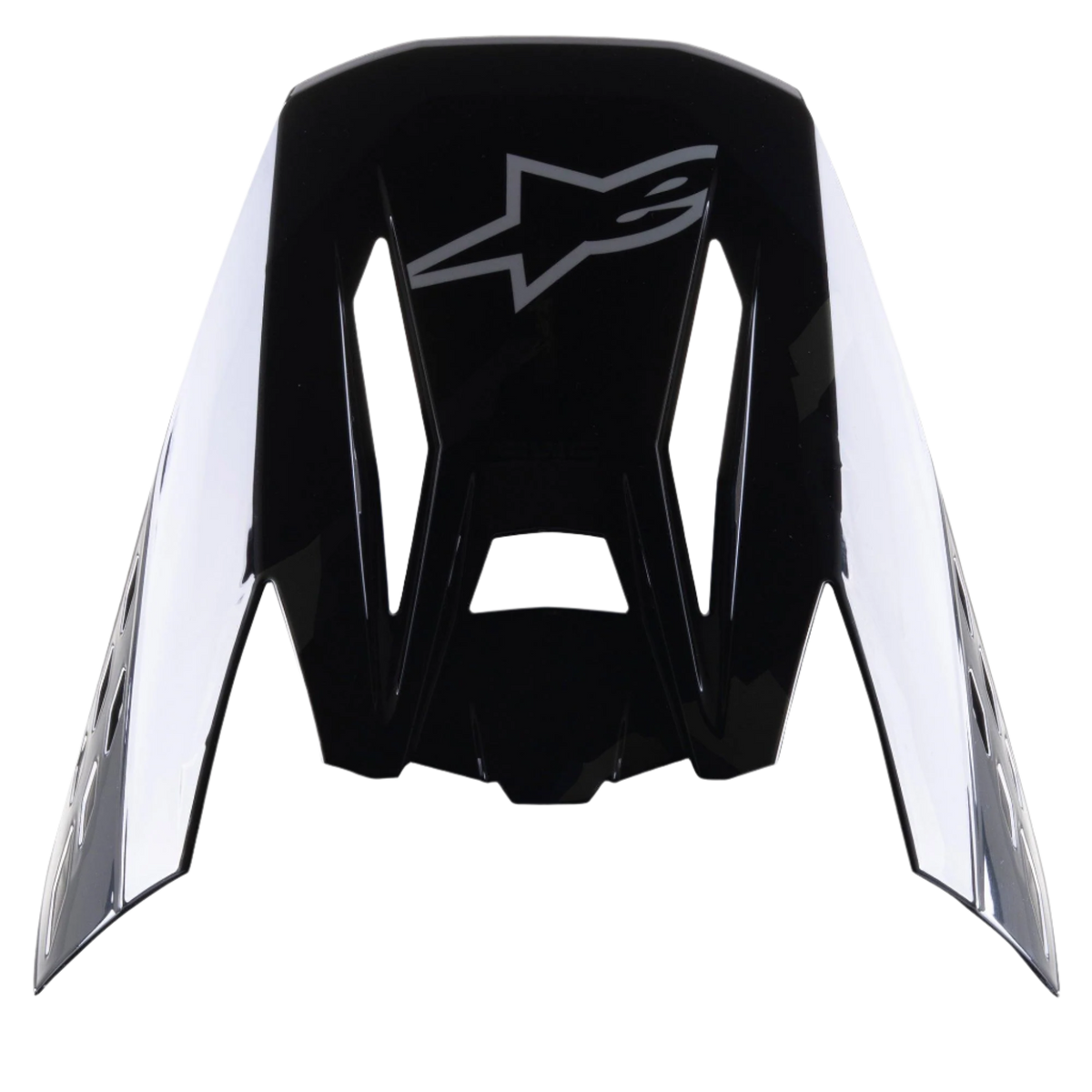 Visera Alpinestars S-M5 Rover, accesorio para casco de motocross, negro antracita camo brillante, acabado negro brillante con logotipo de estrella gris, diseño aerodinámico con aberturas para el flujo de aire