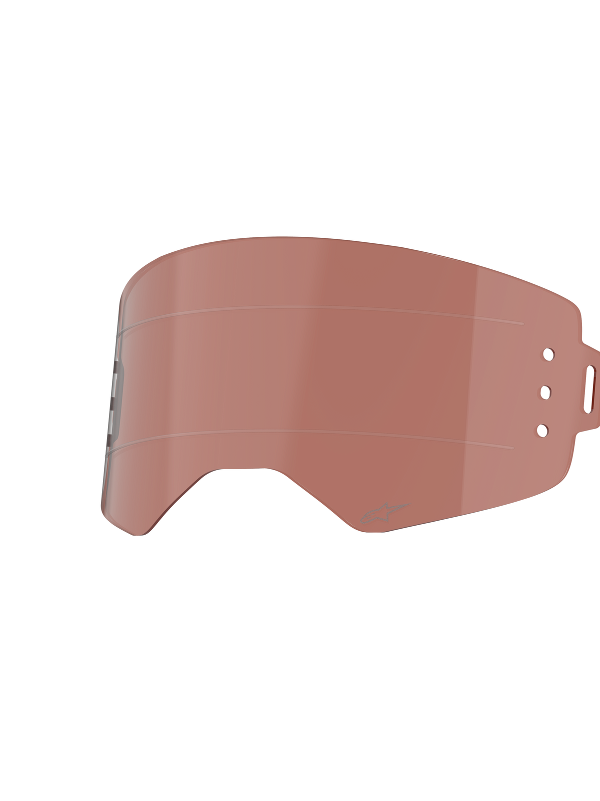 Lente Alpinestars Supertech Roll-Off, tinte Copper Rose, lente de repuesto para gafas de motocross, con líneas de deslizamiento horizontales y orificios de montaje para cartuchos roll-off, construcción de policarbonato duradero para carreras off-road