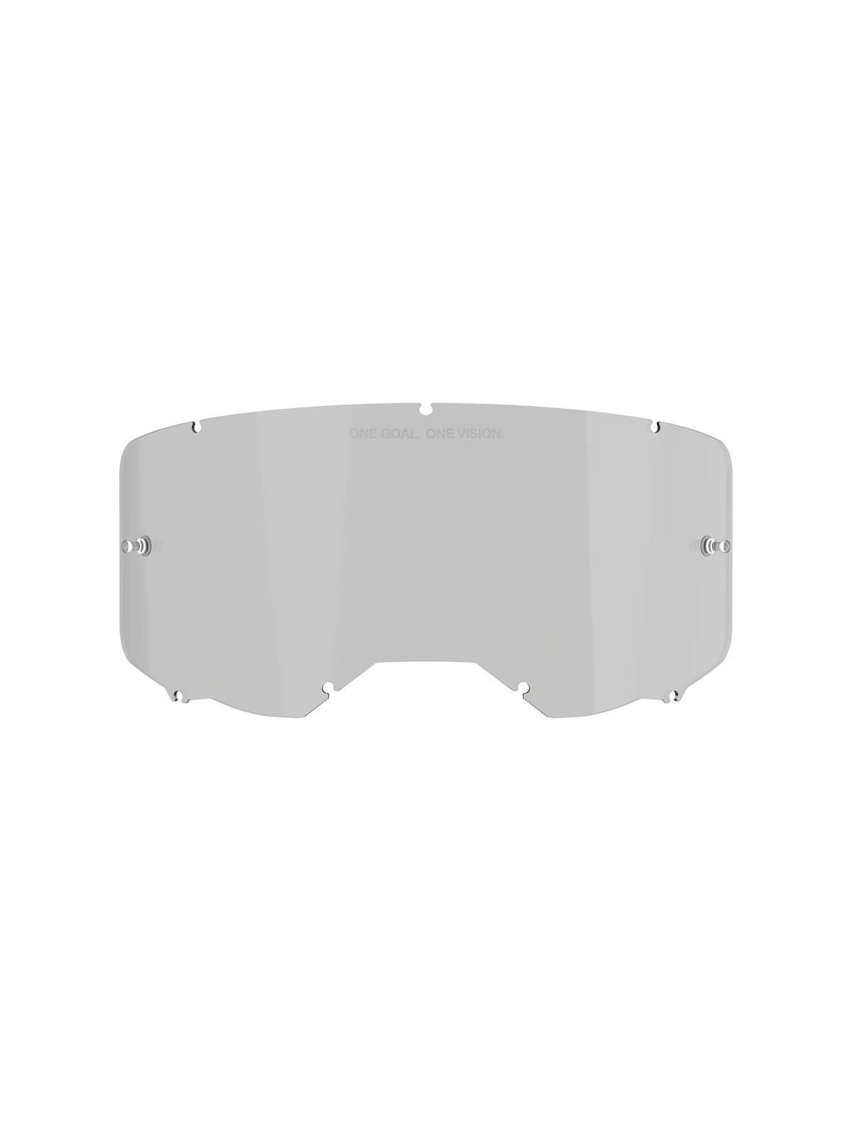 Alpinestars Vision 8-5-3 Smoke Lens, lente de repuesto para gafas de motocross, tinte ahumado medio, construcción de policarbonato con acabado antivaho y recubrimiento duro, con el texto 'One Goal. One Vision.' en la parte superior