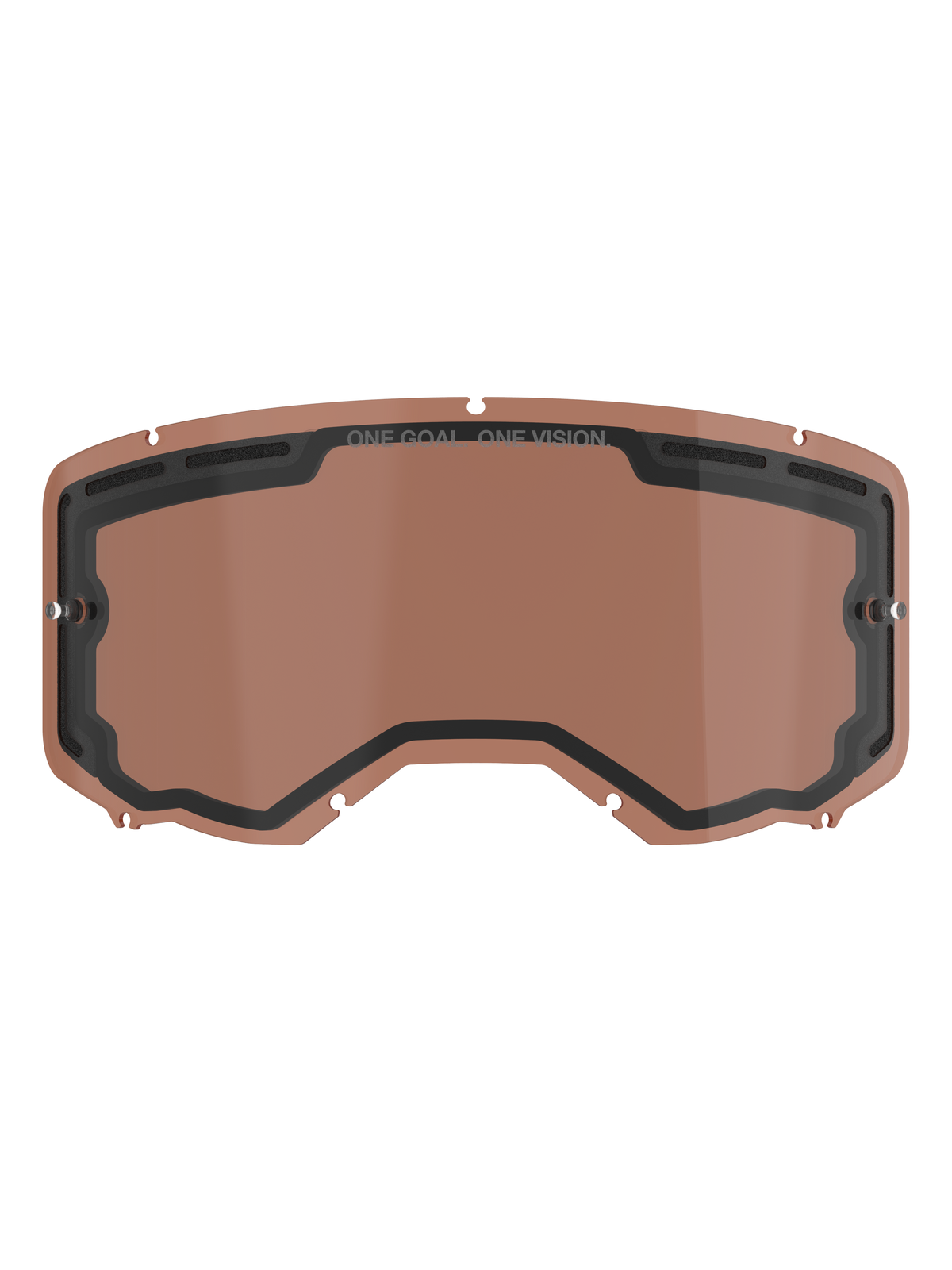 Alpinestars Vision 8-5-3, lente de repuesto de doble panel con ventilación para gafas de motocross, color Copper Rose, con postes para tear-off integrados, puertos de ventilación superiores y marca ONE GOAL ONE VISION.