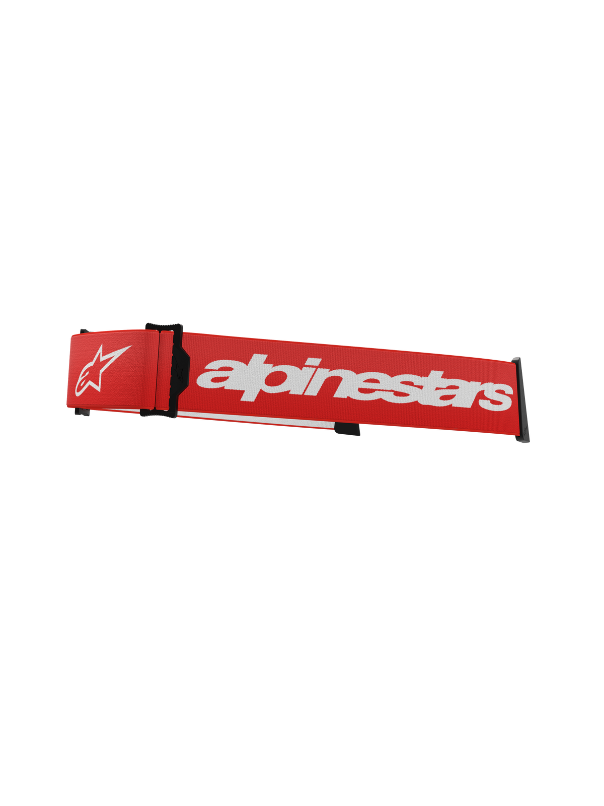 Alpinestars Supertech Goggles Strap, correa de repuesto para gafas de motocross, roja y blanca con logotipo blanco destacado, conectores de presión negros y cuña ISP integrada para el posicionamiento en el casco