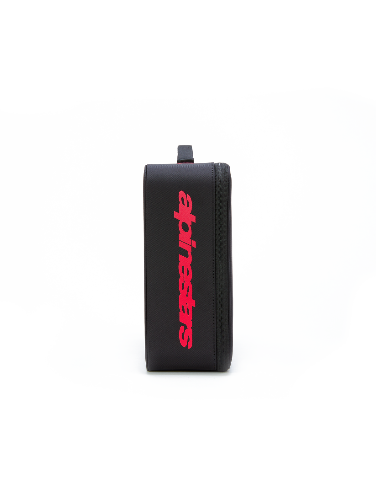 Estuche para Gafas Alpinestars Supertech Vision, accesorio para gafas de motocross, negro con logotipo vertical grande en rojo, estuche de almacenamiento rectangular estructurado con cierre de cremallera y asa acolchada