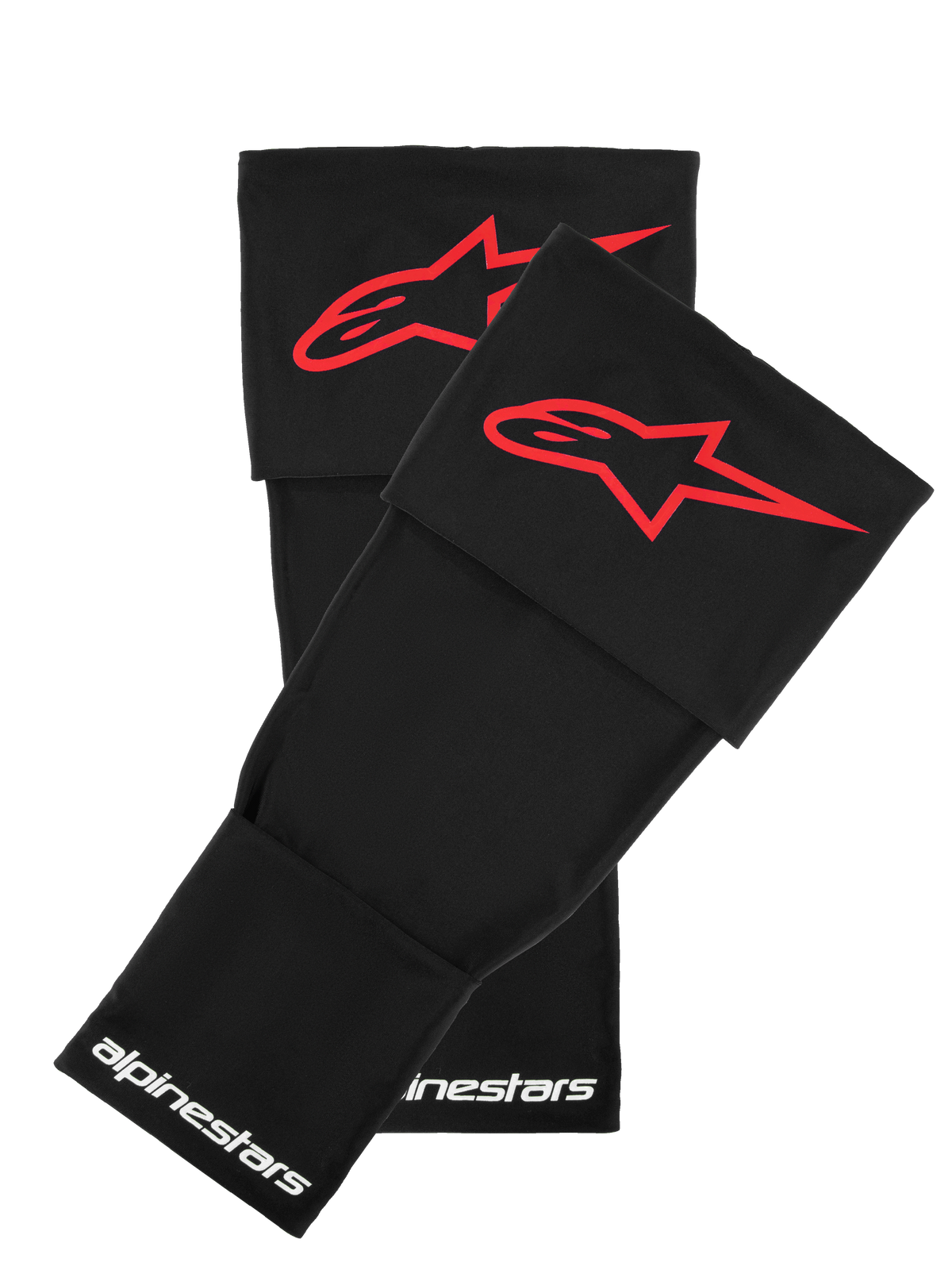 Alpinestars RK-S Knee Brace Sleeve, Black with Red Star Logo, Protective Motorcycle Gear Accessory, White Alpinestars Branding