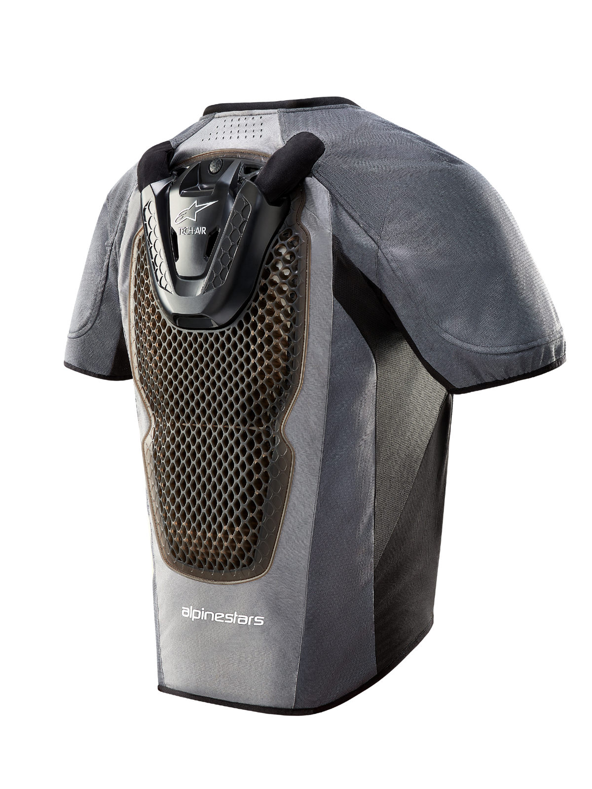 Tech-Air 5 System airbag vest in dark gray and black, rear view with a large honeycomb-textured back protector.