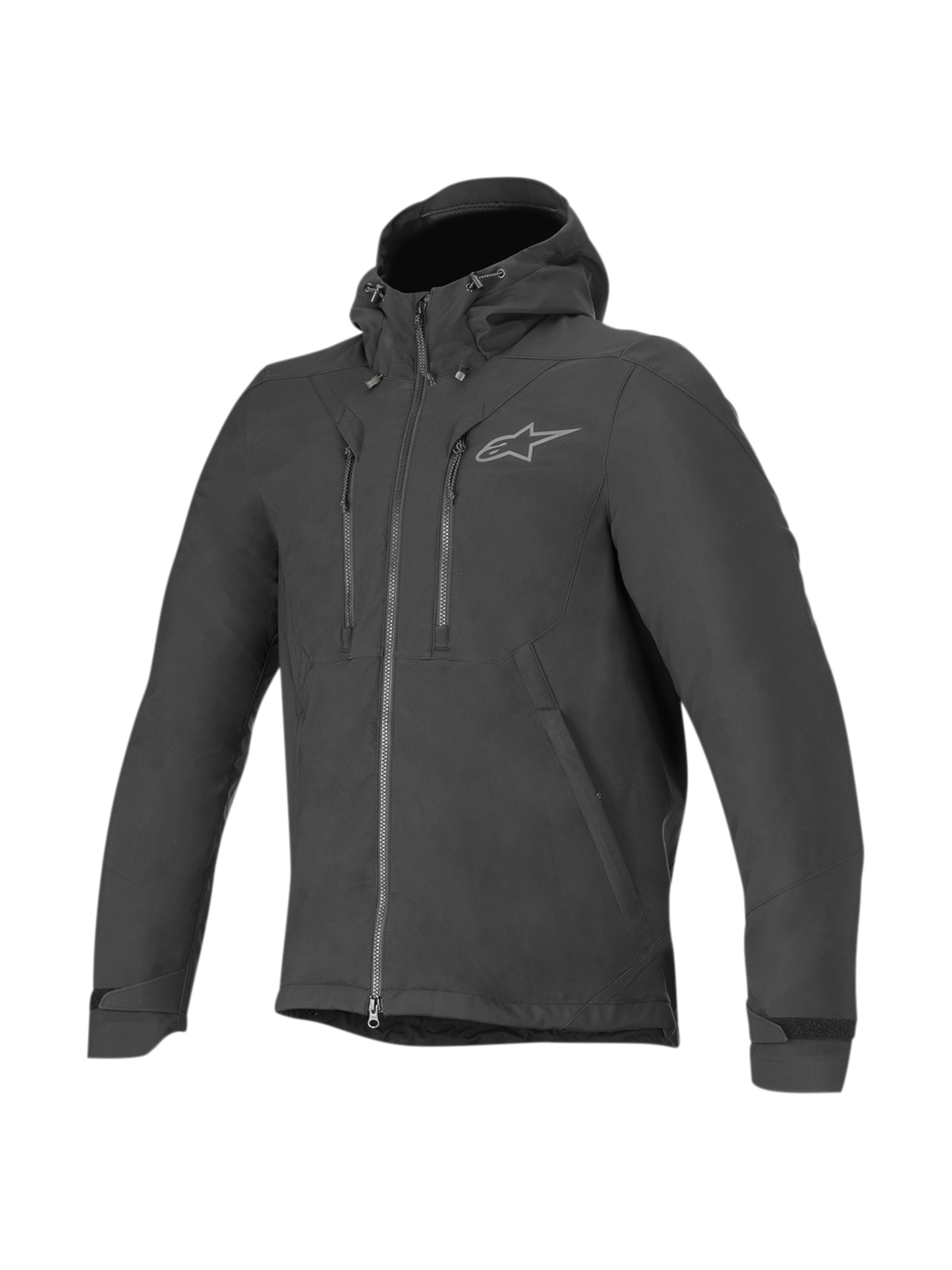 Alpinestars chaqueta Domino Tech, chaqueta de moto urbana para hombre, negra, softshell resistente al agua, con capucha fija y protectores certificados CE