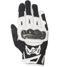 Guantes Alpinestars SMX-2 Air Carbon V2, guantes de moto, negros y blancos, con protector de nudillos reforzado con fibra de carbono, paneles de malla técnica 3D para ventilación, construcción de cuero y textil, diseño de puño corto con logo de Alpinestars en blanco