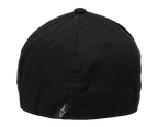 Alpinestars Ageless Curve Hat, gorra deportiva negra, vista posterior que muestra el diseño de parte trasera flexible, pequeña etiqueta negra con logo blanco en la parte trasera, confección en tejido de sarga
