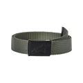Alpinestars Ageless Web Belt, verde militar y negro, con correa de polipropileno tejido y hebilla metálica negra con logo de estrella grabado, accesorio de ropa deportiva casual