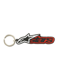 Alpinestars Llavero Blaze, llavero de goma 3D negro y rojo, con anillo de presión metálico