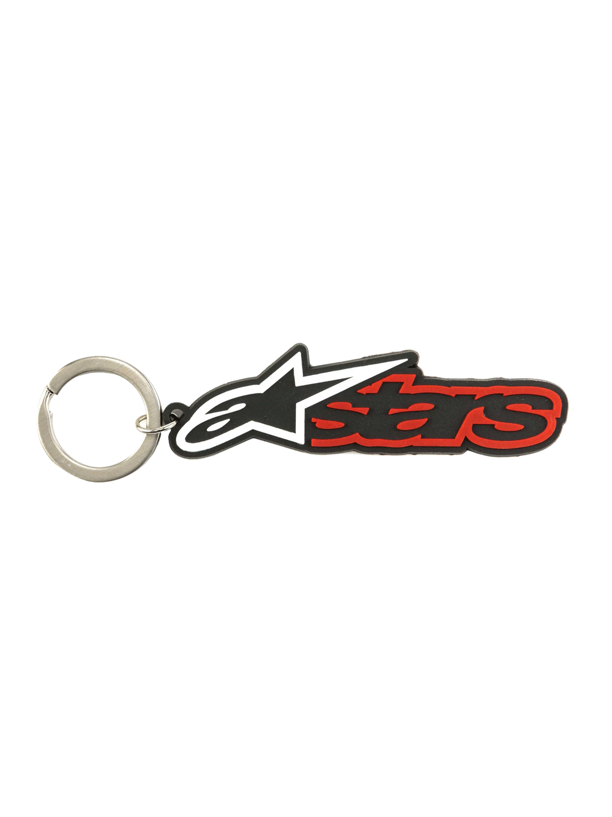 Alpinestars Llavero Blaze, llavero de goma 3D negro y rojo, con anillo de presión metálico