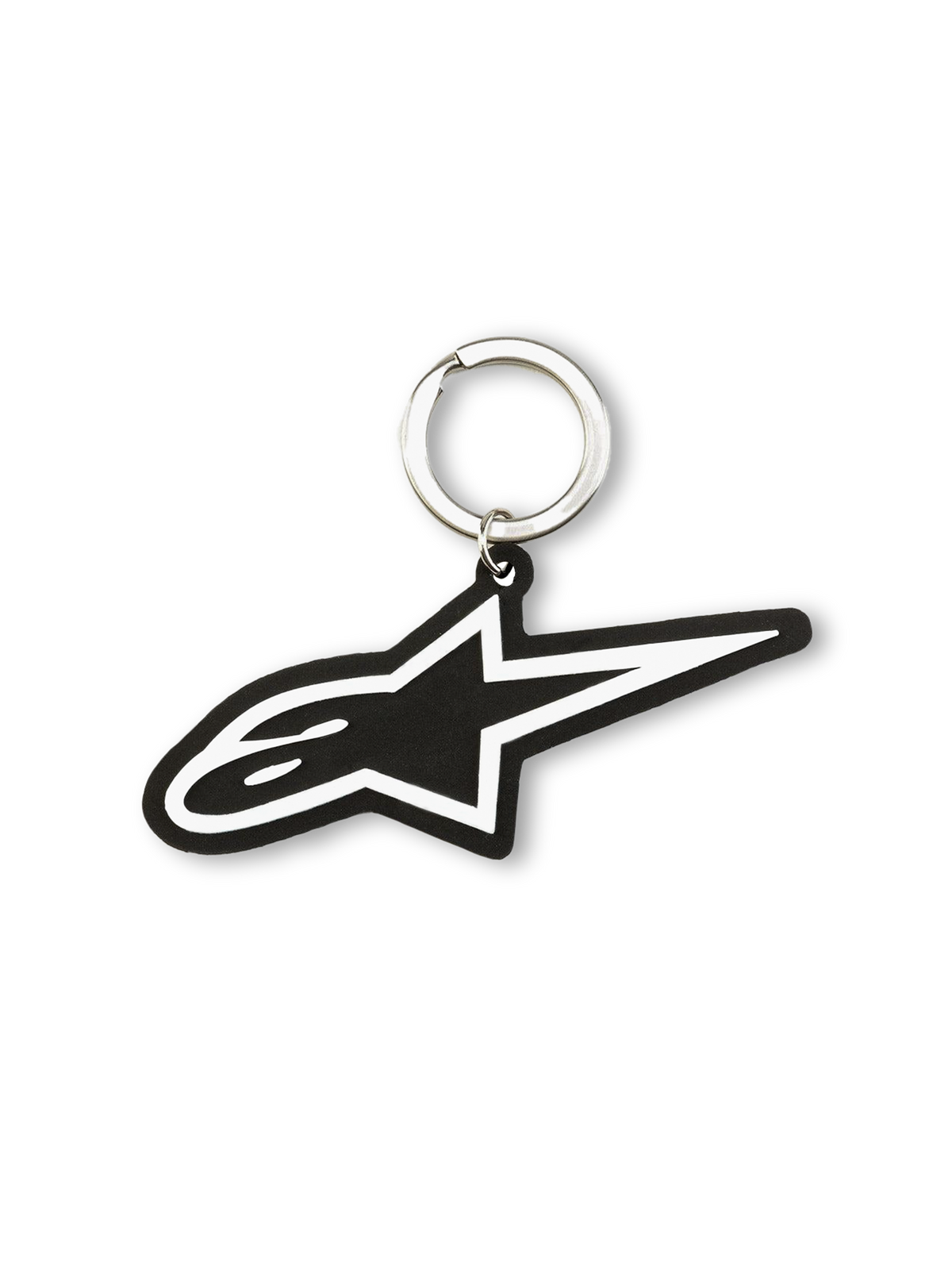 Alpinestars Llavero Ageless, llavero deportivo de goma 3D, negro y blanco, con anillo metálico y logotipo Blaze