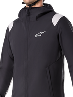 Chaqueta para la lluvia Alpinestars A-Dura, negra, chaqueta de ciclismo impermeable de 2.5 capas con capucha, cremallera frontal YKK y bolsillos con forro de malla, puños ajustables, diseñada para ciclismo de montaña y protección en cualquier clima