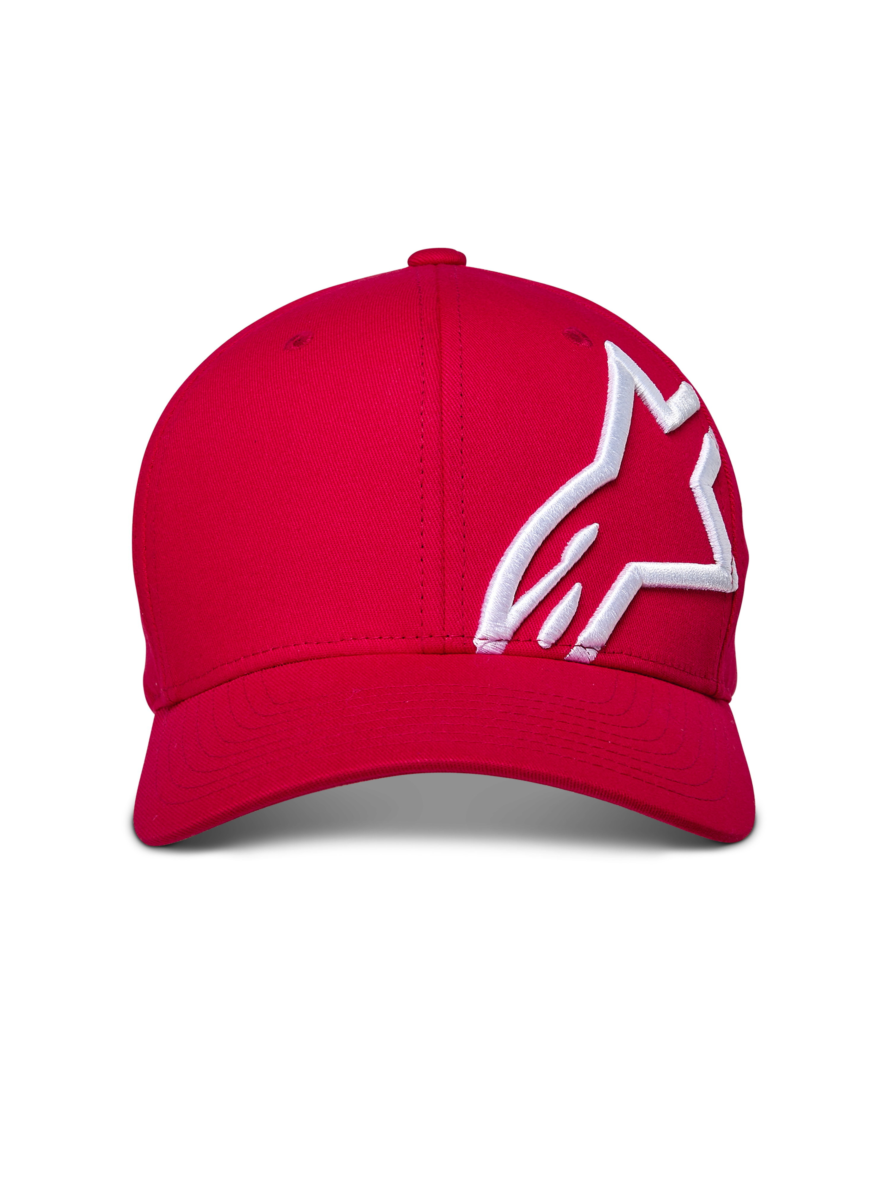Alpinestars Corp Shift 2 Curved Brim Cap, Red, White 3D embroidered logo on the side panel, structured crown, curved bill, casual motorsport streetwear