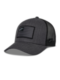 Alpinestars Flag Snapback Hat, Charcoal Heather and Black, Trucker Style Baseball Cap, Rectangular Flag Patch with Star Logo, Curved Brim and Breathable Mesh Back