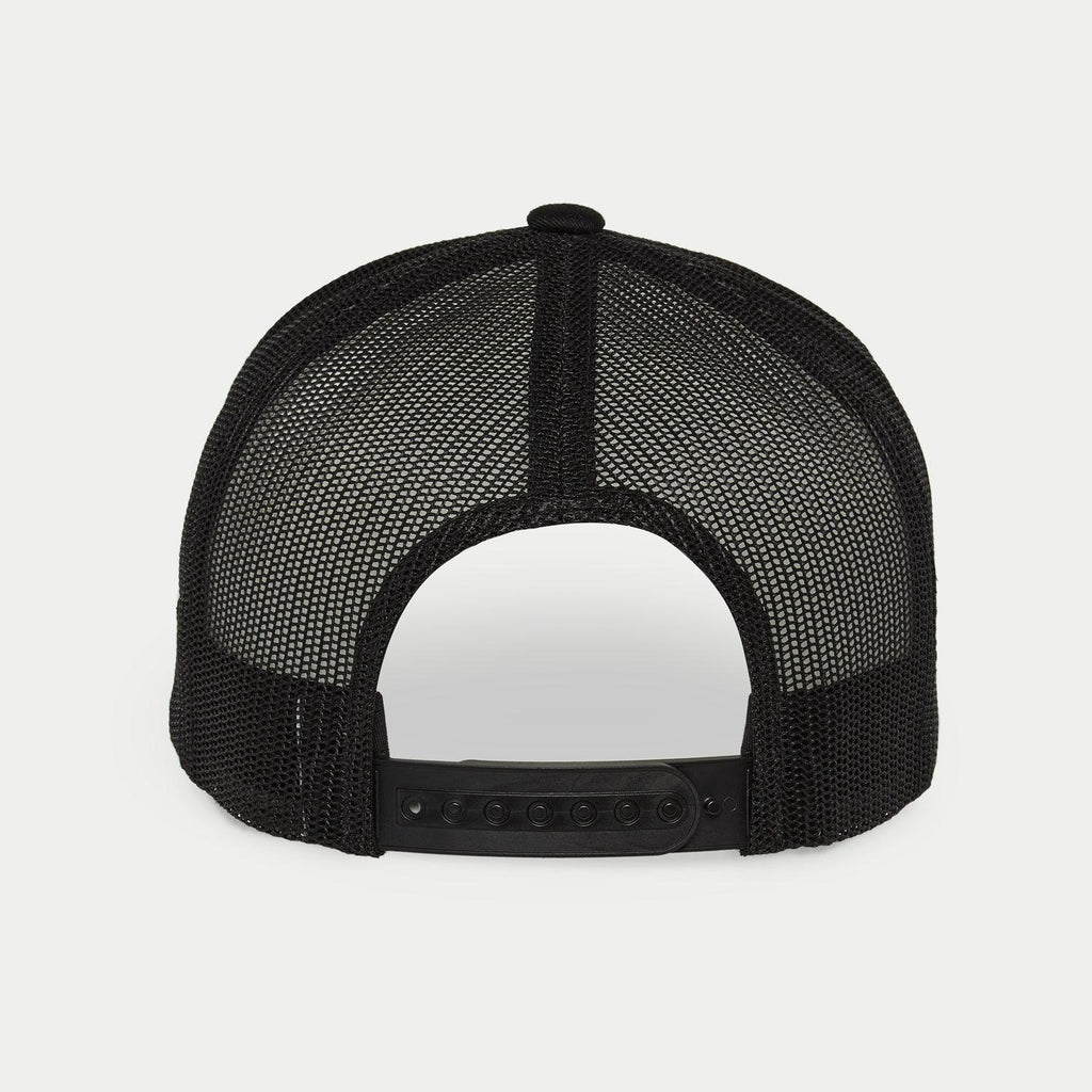 Gorra Alpinestars Flag Snapback, Negro Militar, vista trasera con paneles de malla elástica negra y cierre ajustable de plástico snapback, accesorio de estilo urbano casual