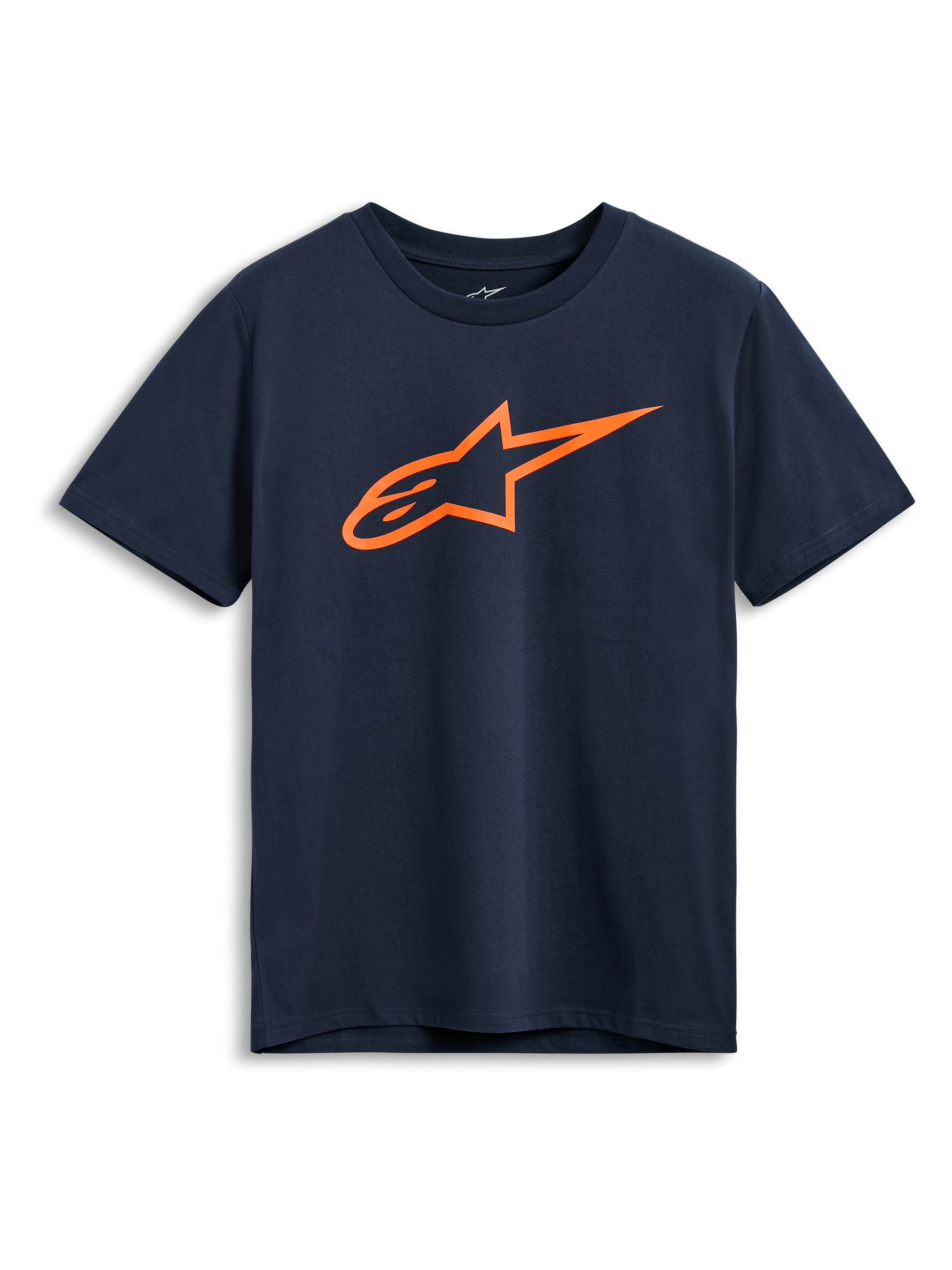 Alpinestars Ageless 2.0 CSF Tee, camiseta de manga corta, azul marino con logotipo de Astars en naranja, ropa deportiva casual de motorsport