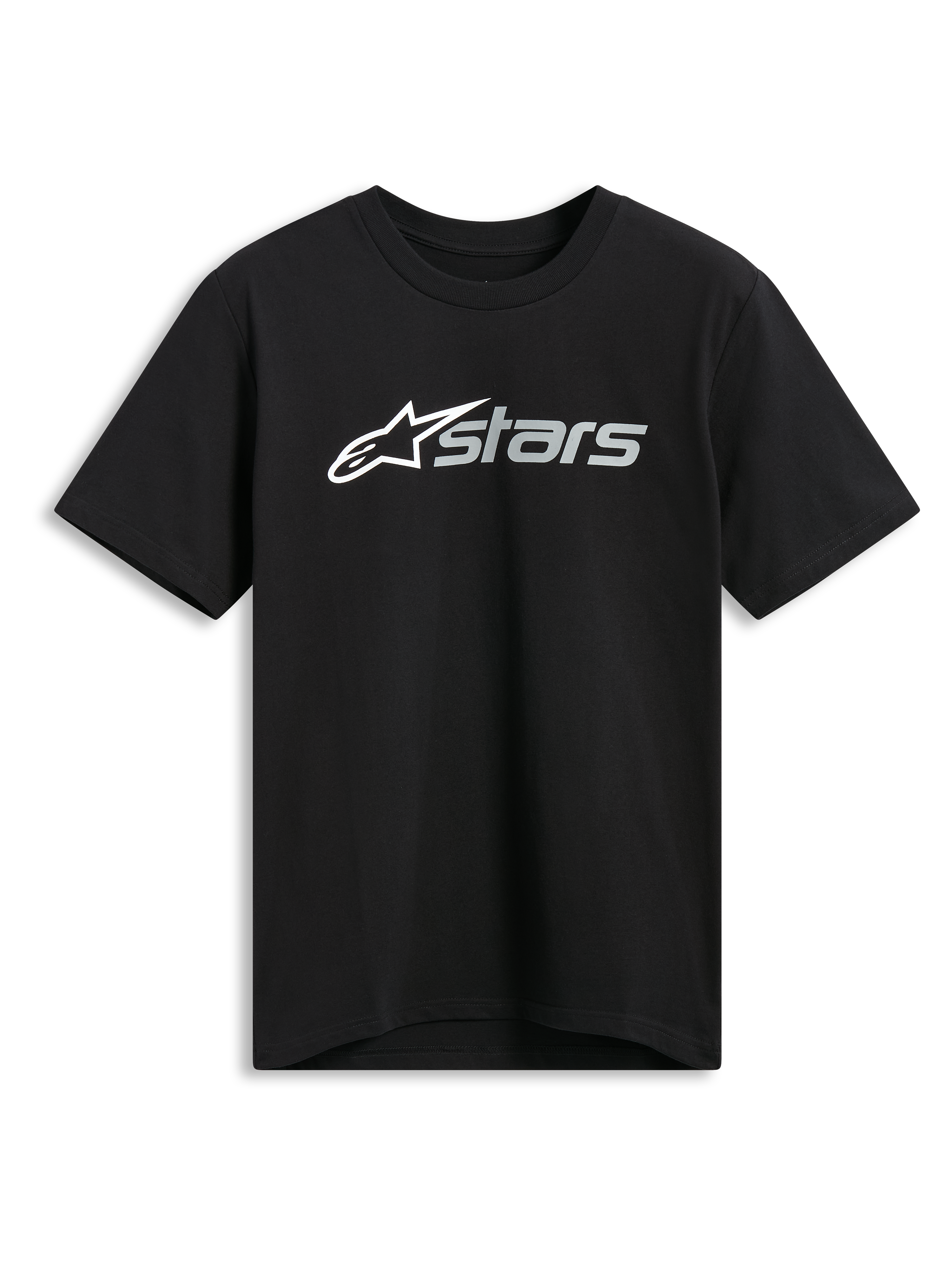 Alpinestars Blaze 2.0 CSF Tee, camiseta de manga corta, negra, gráfico del logotipo frontal en blanco y gris, ropa deportiva casual de motor