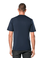 Alpinestars Blaze 2.0 CSF Tee, Short Sleeve T-Shirt, Navy, back view on model, casual motorsport-inspired streetwear