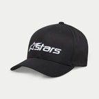 Gorra Alpinestars Blaze 2.0, gorra de béisbol negra con visera curva y corona estructurada, logotipo Astars texturizado blanco en la parte frontal, accesorio deportivo casual