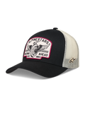 Alpinestars Heritage Patch, gorra negra y blanco natural con parche de logotipo de carreras vintage y malla trasera.