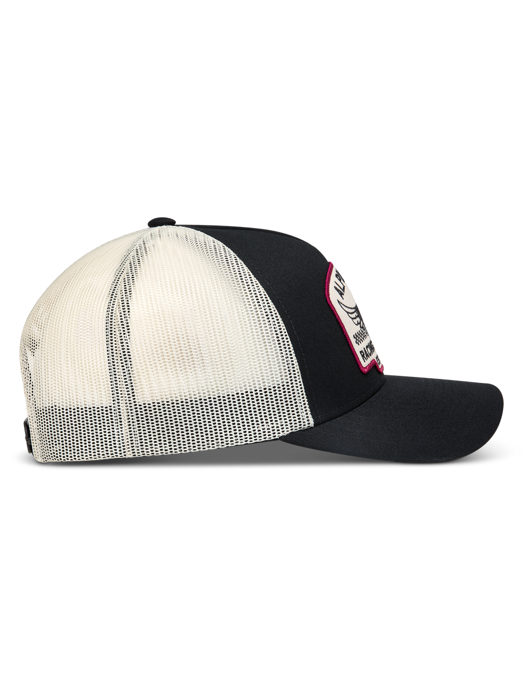 Alpinestars Heritage Patch, gorra de estilo trucker, negra y blanca con malla trasera transpirable, visera curva y parche frontal bordado, ropa deportiva casual