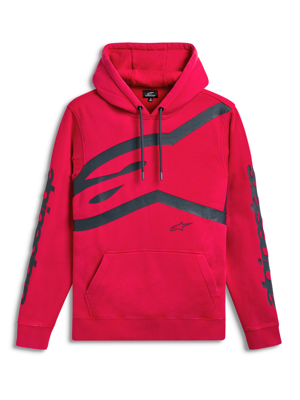 Alpinestars Sudadera Con Capucha Unbound, sudadera de forro polar roja con bolsillo canguro, logotipo extra grande en el frente y palabras en las mangas, ropa deportiva