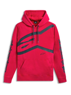 Alpinestars Sudadera Con Capucha Unbound, sudadera de forro polar roja con bolsillo canguro, logotipo extra grande en el frente y palabras en las mangas, ropa deportiva