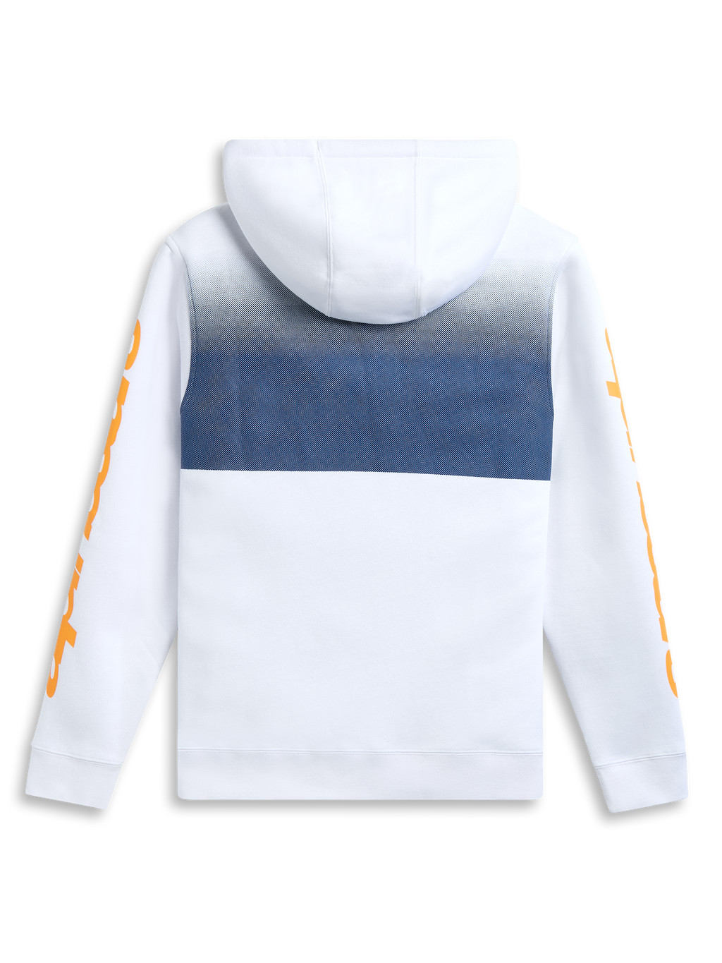 Alpinestars Specter Hoodie, White sportswear pullover fleece with gradation fade print and hood, back view