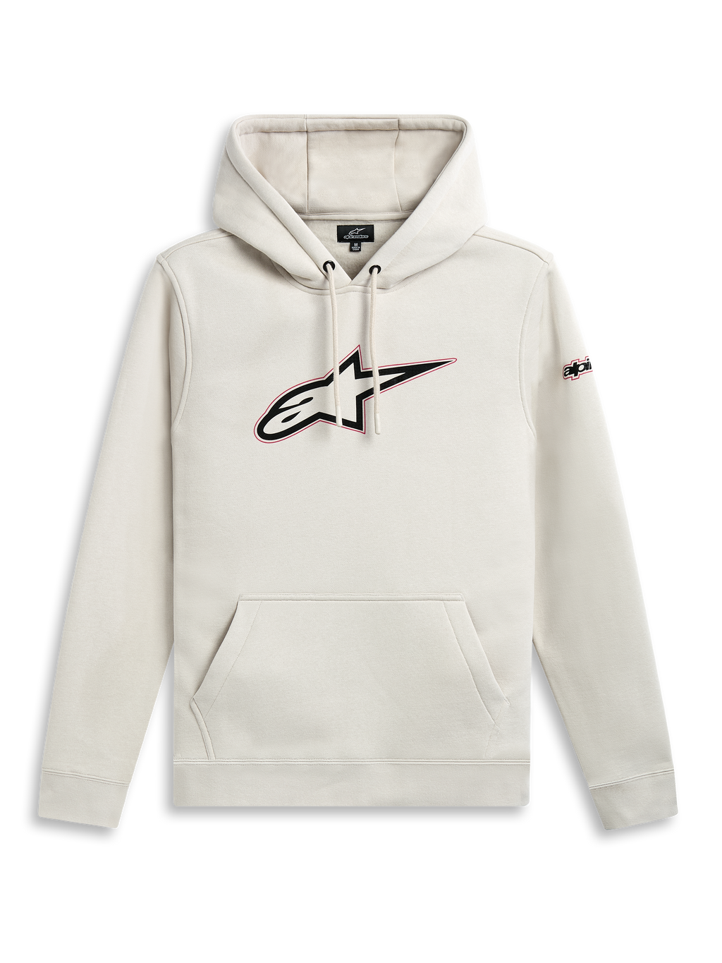 Alpinestars Sudadera Con Capucha Insignia, sudadera casual de forro polar en color blanco marfil con bolsillo canguro y logotipo en el pecho
