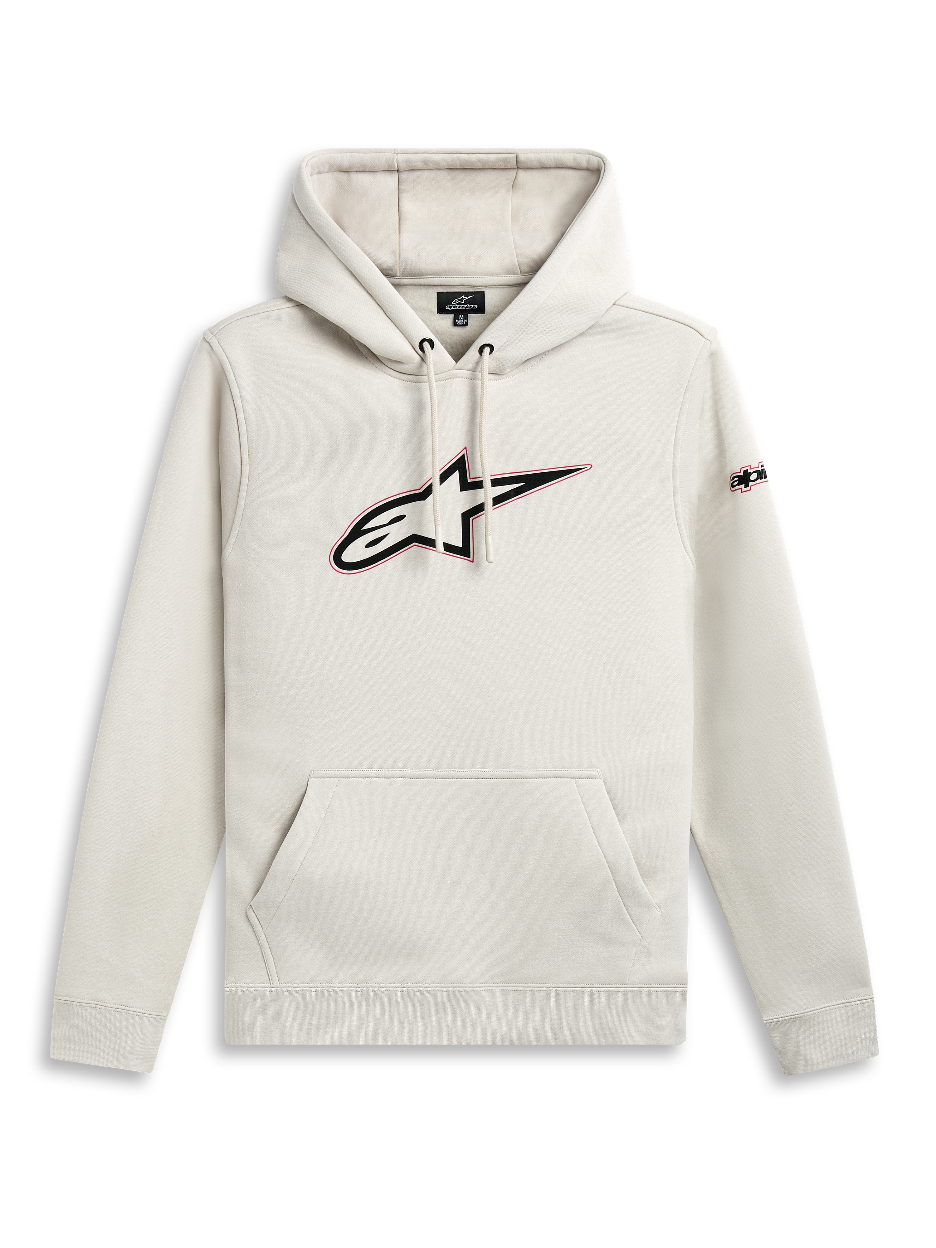 Alpinestars Sudadera Con Capucha Insignia, sudadera casual de forro polar en color blanco marfil con bolsillo canguro y logotipo en el pecho