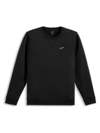 Alpinestars Sudadera Positive Crew, sudadera deportiva negra de mangas largas con logotipo blanco en el pecho y puños y dobladillo acanalados