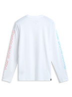 Alpinestars Ayess Csf Tee, white long-sleeve sportswear t-shirt with printed graphics on the sleeves, back view.