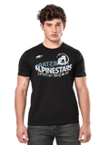 Alpinestars Semicircle CSF Tee, camiseta de manga corta, negra, gráfico curvado semicircular de Alpinestars en blanco y azul en el pecho, estilo casual de motorsport