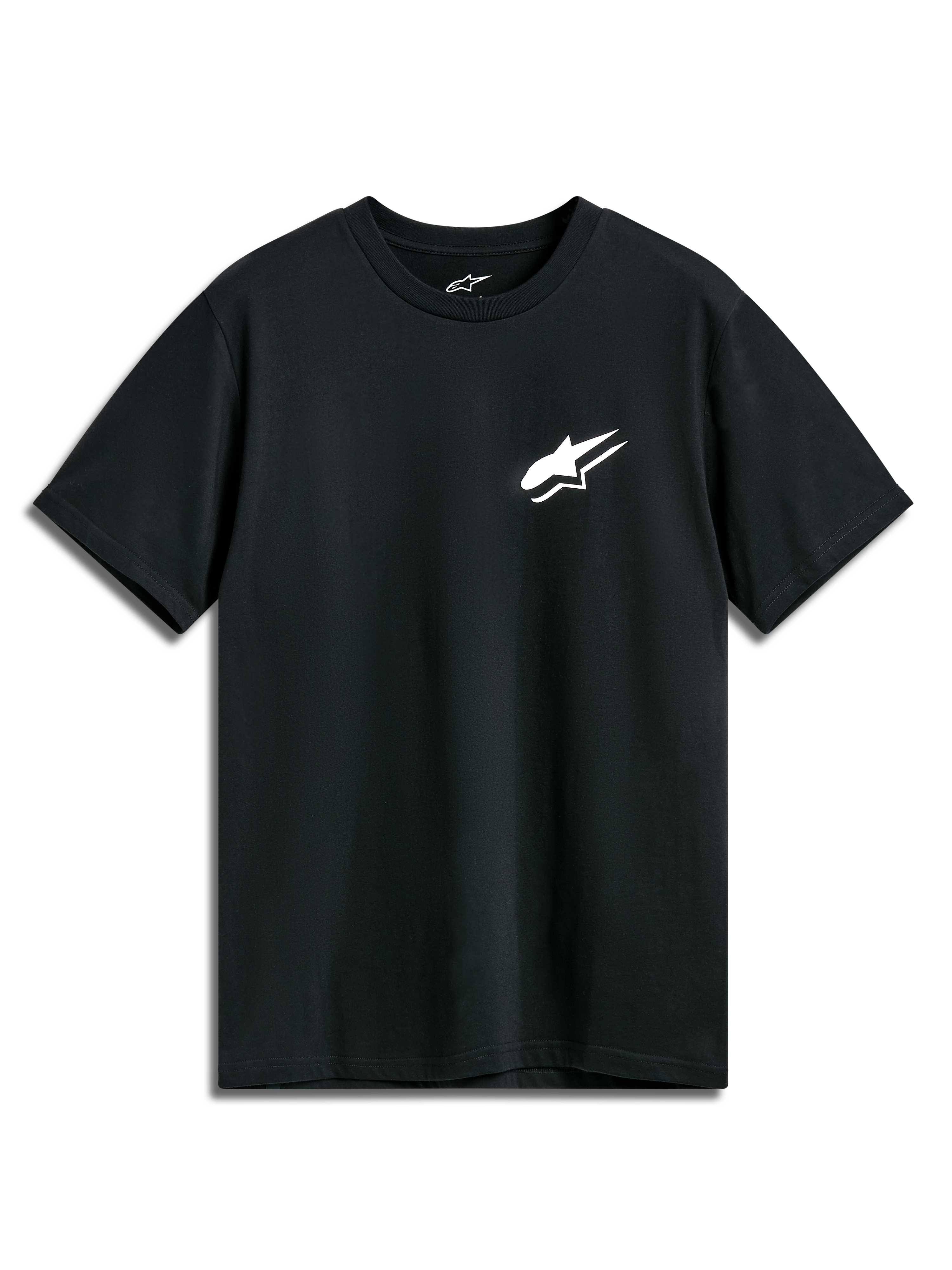 Alpinestars Formulate CSF Tee, Short Sleeve T-Shirt, Black, White Astars Logo on front chest, Casual Motorsport Sportswear