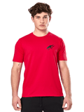 Alpinestars Formulate CSF Tee, camiseta de manga corta para hombre, roja con un pequeño logo Astars negro en el pecho, estilo casual de motorsport