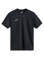 Camiseta Alpinestars Point Performance, camiseta de manga corta, color negro con pequeño logo Astars blanco en el pecho, ropa deportiva de rendimiento