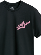 Alpinestars Attrition Performance Tee, camiseta de manga corta, negra con logo Astars en rosa, cuello redondo, ropa deportiva de alto rendimiento
