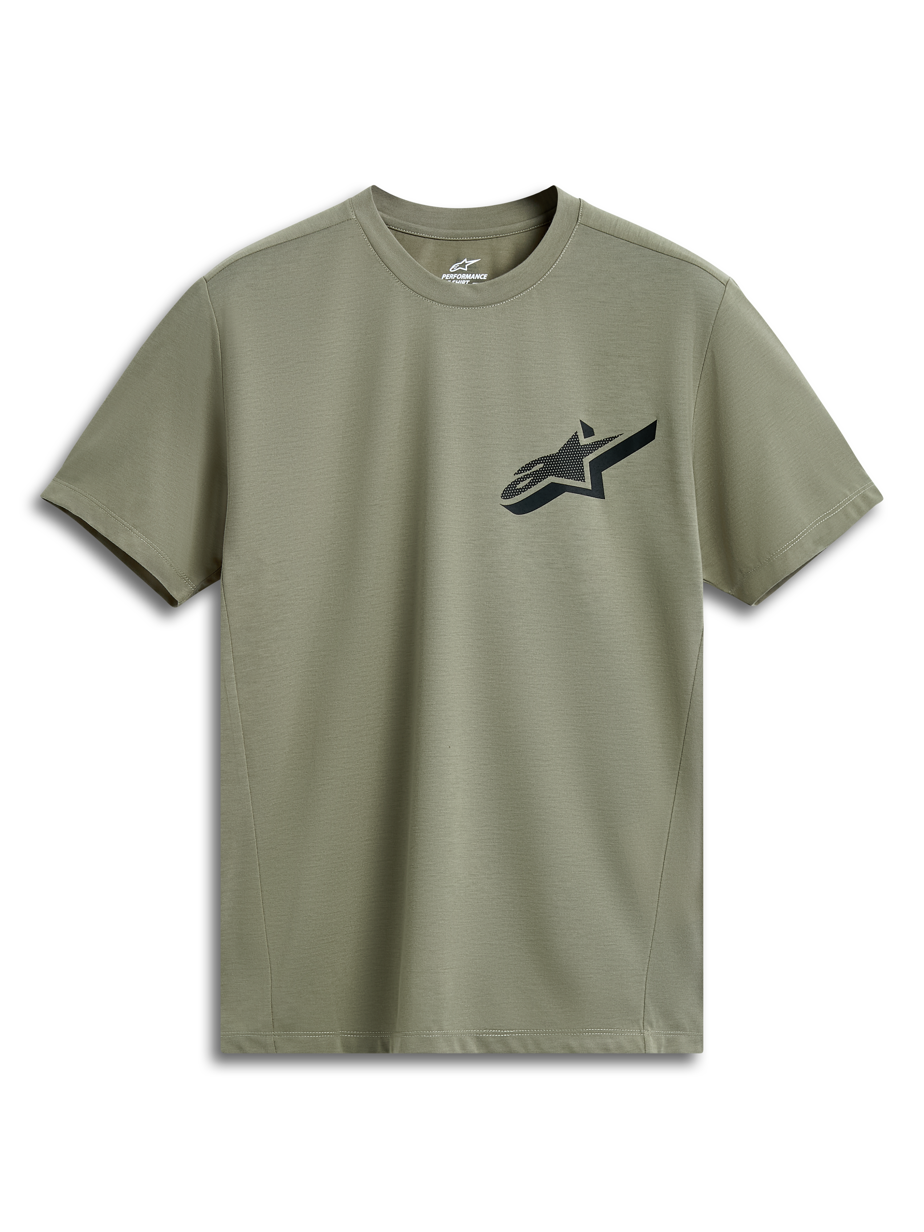 Alpinestars Attrition Performance Tee, camiseta de manga corta, verde claro, logo Astars negro en el pecho, tejido técnico, ropa deportiva de rendimiento sostenible