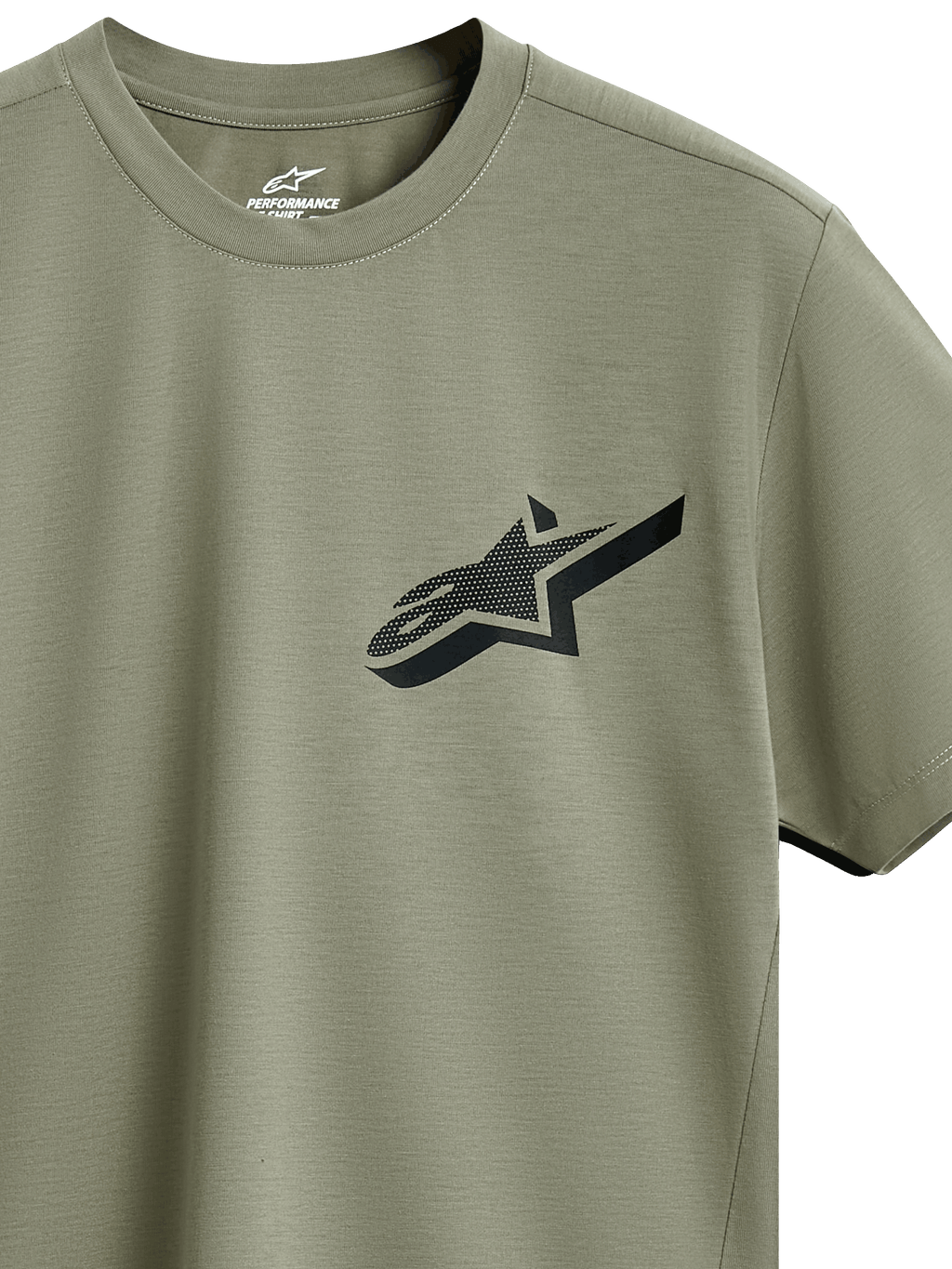 Alpinestars Attrition Performance Tee, camiseta de manga corta, verde claro, logo Astars negro con patrón texturizado en el pecho, tejido de rendimiento sostenible que absorbe la humedad